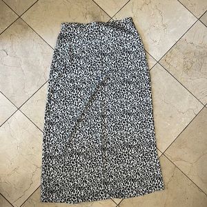 Leopard Satin Midi Skirt